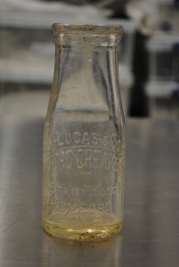 Milk bottle from J. W. Lucas & Sons. ROMHM.2015.26