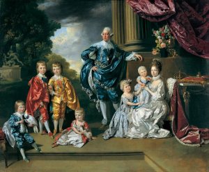 Image - 'George III, Queen Charlotte and their Six Eldest Children' by Johann Zoffany, 1770. Wikimedia Commons